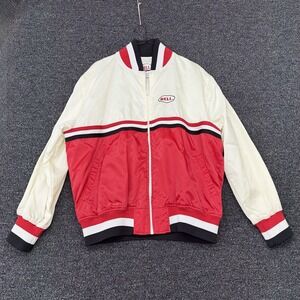 Vintage Bell Racing Jacket Mens Large Red White Nylon Bomber Windbreaker Zip Up